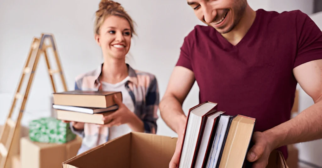 couple packing books