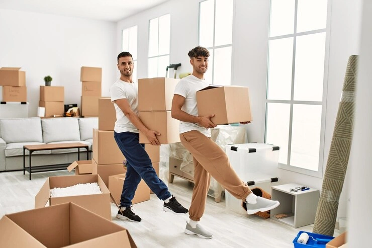 two-hispanic-men-couple-smiling-confident-holding-cardboard-boxes-new-home_839833-7409