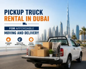 White pickup truck in Dubai for moving and delivery